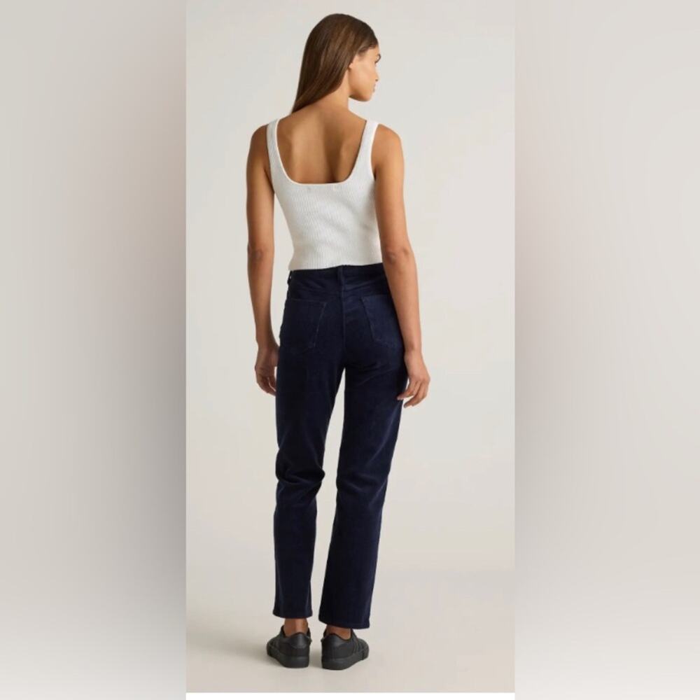 Quince organic cotton stretch corduroy straight leg pants deep navy womens 14 - Picture 3 of 14